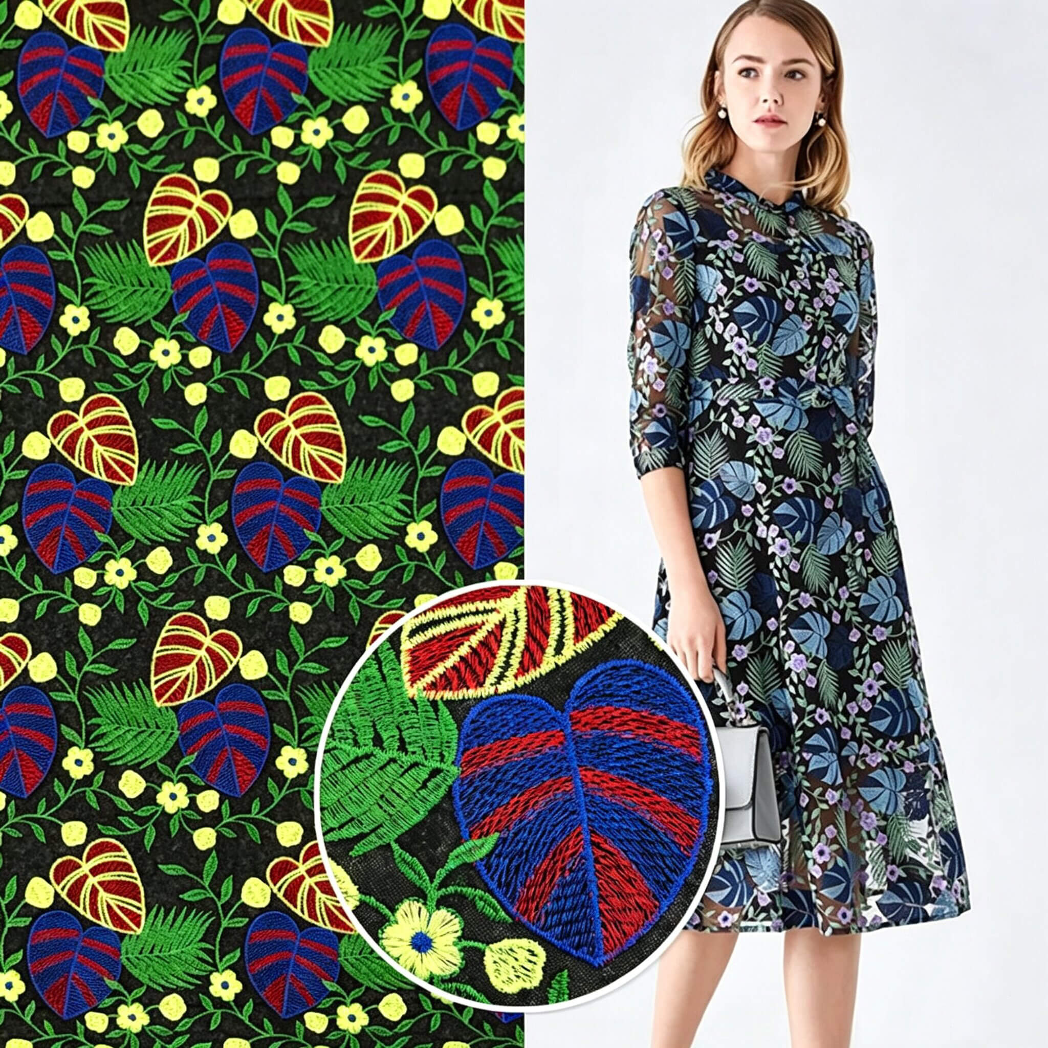 Embroidered Fabric Evening Women's Polyester for Women's Wear Wholesal 2